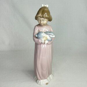 Nao By Lladro Girl W/ Bunny Figurine Porcelain Collectible 13"